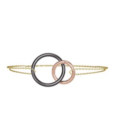 İkili Daire Bilezik - 925 ayar siyah rodyum kaplama gümüş bilezik (40 cm gümüş rolo zincir) #ptnc7k