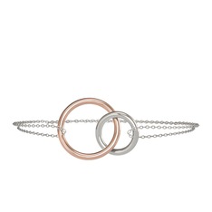 İkili Daire Bilezik - 8 ayar rose altın bilezik (40 cm beyaz altın rolo zincir) #zmlyu0