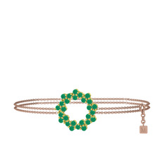 Lily Bilezik - Kök zümrüt 8 ayar altın bilezik (40 cm rose altın rolo zincir) #113x43t