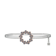 Pırlanta 18 ayar rose altın bilezik (0.54 karat, 40 cm beyaz altın rolo zincir)