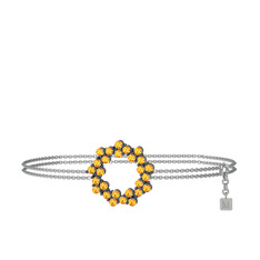 Lily Bilezik - Sitrin 925 ayar siyah rodyum kaplama gümüş bilezik (40 cm beyaz altın rolo zincir) #18w73f7