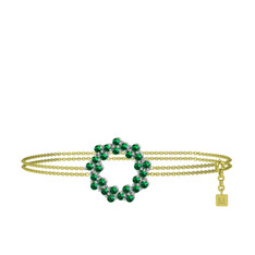 Lily Bilezik - Yeşil kuvars 8 ayar beyaz altın bilezik (40 cm altın rolo zincir) #18xzref