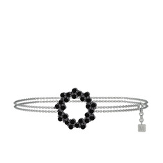 Lily Bilezik - Siyah zirkon 925 ayar siyah rodyum kaplama gümüş bilezik (40 cm gümüş rolo zincir) #197hs1s