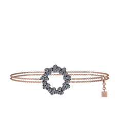 Lily Bilezik - Pırlanta 925 ayar siyah rodyum kaplama gümüş bilezik (0.54 karat, 40 cm rose altın rolo zincir) #1bss5w1