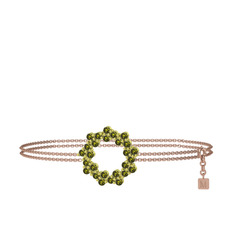 Lily Bilezik - Peridot 8 ayar altın bilezik (40 cm rose altın rolo zincir) #1dpcsha