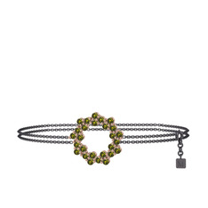Lily Bilezik - Peridot 925 ayar rose altın kaplama gümüş bilezik (40 cm gümüş rolo zincir) #1ejmkdl