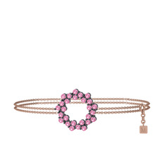 Lily Bilezik - Pembe kuvars 925 ayar siyah rodyum kaplama gümüş bilezik (40 cm gümüş rolo zincir) #1gloatj