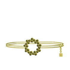 Peridot 14 ayar altın bilezik (40 cm altın rolo zincir)