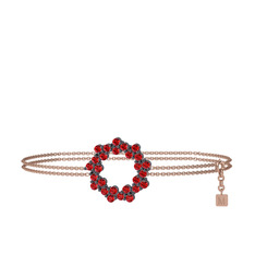 Garnet 925 ayar siyah rodyum kaplama gümüş bilezik (40 cm rose altın rolo zincir)