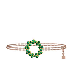 Lily Bilezik - Yeşil kuvars 14 ayar altın bilezik (40 cm gümüş rolo zincir) #1ir30ye