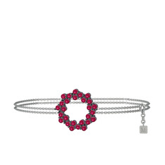 Lily Bilezik - Rodolit garnet 925 ayar siyah rodyum kaplama gümüş bilezik (40 cm gümüş rolo zincir) #1jiq0jx