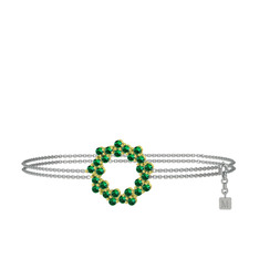 Lily Bilezik - Yeşil kuvars 14 ayar altın bilezik (40 cm beyaz altın rolo zincir) #1jwyvkg