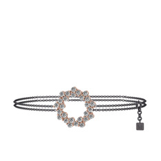 Swarovski 8 ayar rose altın bilezik (40 cm gümüş rolo zincir)