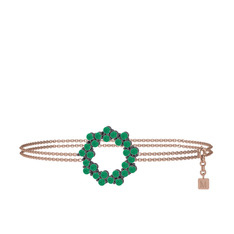 Lily Bilezik - Kök zümrüt 925 ayar siyah rodyum kaplama gümüş bilezik (40 cm rose altın rolo zincir) #1keo8fa