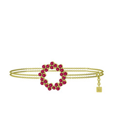 Lily Bilezik - Rodolit garnet 925 ayar altın kaplama gümüş bilezik (40 cm altın rolo zincir) #1knjzrz