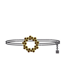 Lily Bilezik - Dumanlı kuvars 18 ayar altın bilezik (40 cm gümüş rolo zincir) #1llpctx