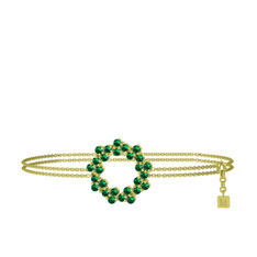 Lily Bilezik - Yeşil kuvars 14 ayar altın bilezik (40 cm gümüş rolo zincir) #1mfen6t
