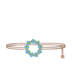 Lily Bilezik - Akuamarin 8 ayar altın bilezik (40 cm rose altın rolo zincir) #1mised9