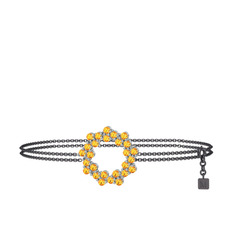 Sitrin 8 ayar beyaz altın bilezik (40 cm gümüş rolo zincir)