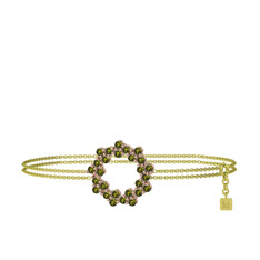 Lily Bilezik - Peridot 14 ayar rose altın bilezik (40 cm altın rolo zincir) #1od3nn3