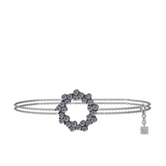 Lily Bilezik - Pırlanta 925 ayar siyah rodyum kaplama gümüş bilezik (0.54 karat, 40 cm beyaz altın rolo zincir) #1ou54jr