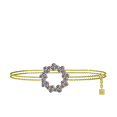 Pırlanta 925 ayar rose altın kaplama gümüş bilezik (0.54 karat, 40 cm altın rolo zincir)