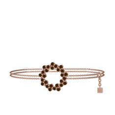 Lily Bilezik - Dumanlı kuvars 18 ayar rose altın bilezik (40 cm rose altın rolo zincir) #1qdiqk7