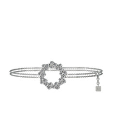 Lily Bilezik - Swarovski 925 ayar gümüş bilezik (40 cm beyaz altın rolo zincir) #1teylkr