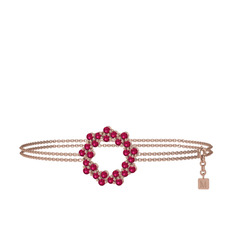 Rodolit garnet 18 ayar rose altın bilezik (40 cm gümüş rolo zincir)