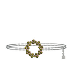 Lily Bilezik - Peridot 18 ayar rose altın bilezik (40 cm beyaz altın rolo zincir) #1vcbaty