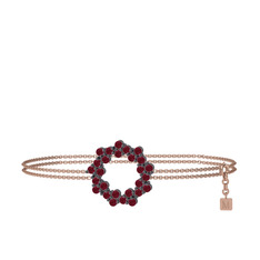 Lily Bilezik - Kök yakut 925 ayar siyah rodyum kaplama gümüş bilezik (40 cm rose altın rolo zincir) #4n9q9