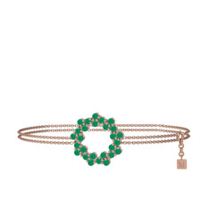 Lily Bilezik - Kök zümrüt 925 ayar rose altın kaplama gümüş bilezik (40 cm gümüş rolo zincir) #771wyh