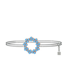 Lily Bilezik - Akuamarin 14 ayar rose altın bilezik (40 cm beyaz altın rolo zincir) #bd90fh