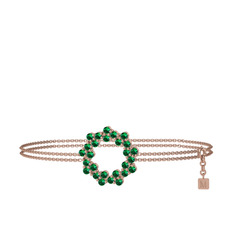 Lily Bilezik - Yeşil kuvars 14 ayar rose altın bilezik (40 cm gümüş rolo zincir) #bhvguh