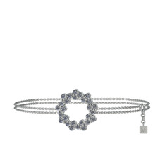 Lily Bilezik - Pırlanta 925 ayar gümüş bilezik (0.54 karat, 40 cm beyaz altın rolo zincir) #buca6y