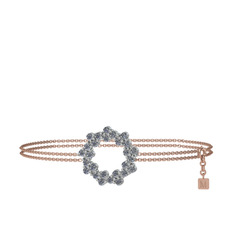 Pırlanta 14 ayar beyaz altın bilezik (0.54 karat, 40 cm rose altın rolo zincir)