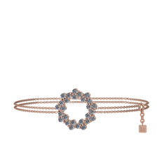 Lily Bilezik - Pırlanta 925 ayar rose altın kaplama gümüş bilezik (0.54 karat, 40 cm rose altın rolo zincir) #doc97r