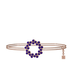 Lily Bilezik - Ametist 925 ayar rose altın kaplama gümüş bilezik (40 cm rose altın rolo zincir) #dwra1p