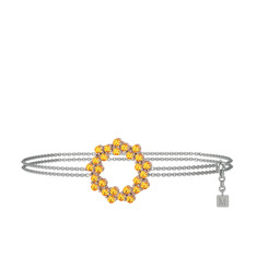 Lily Bilezik - Sitrin 8 ayar rose altın bilezik (40 cm beyaz altın rolo zincir) #fxnlkz