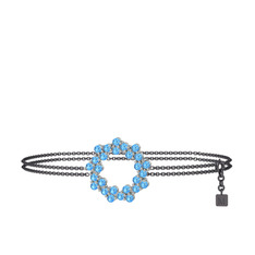 Lily Bilezik - Akuamarin 18 ayar beyaz altın bilezik (40 cm gümüş rolo zincir) #gacoij