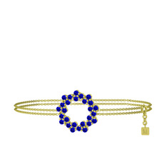 Lily Bilezik - Lab safir 925 ayar altın kaplama gümüş bilezik (40 cm altın rolo zincir) #ghnrq