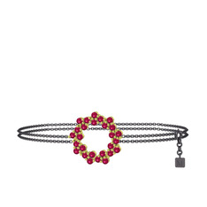 Lily Bilezik - Rodolit garnet 18 ayar altın bilezik (40 cm gümüş rolo zincir) #ifnbfz