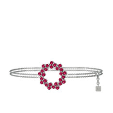 Lily Bilezik - Rodolit garnet 925 ayar gümüş bilezik (40 cm beyaz altın rolo zincir) #iismgi