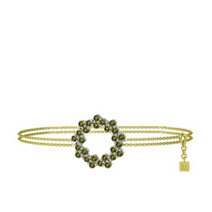 Peridot 14 ayar beyaz altın bilezik (40 cm altın rolo zincir)