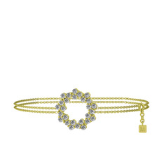 Swarovski 8 ayar altın bilezik (40 cm gümüş rolo zincir)