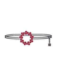 Rodolit garnet 8 ayar rose altın bilezik (40 cm gümüş rolo zincir)
