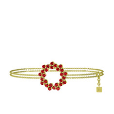 Lily Bilezik - Garnet 925 ayar altın kaplama gümüş bilezik (40 cm altın rolo zincir) #kr709n