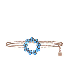 Lily Bilezik - Akuamarin 925 ayar siyah rodyum kaplama gümüş bilezik (40 cm gümüş rolo zincir) #l0d6r7