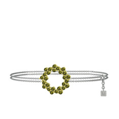 Lily Bilezik - Peridot 8 ayar altın bilezik (40 cm gümüş rolo zincir) #ll95c5