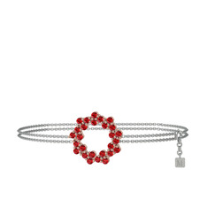 Lily Bilezik - Garnet 14 ayar rose altın bilezik (40 cm beyaz altın rolo zincir) #lqd40n
